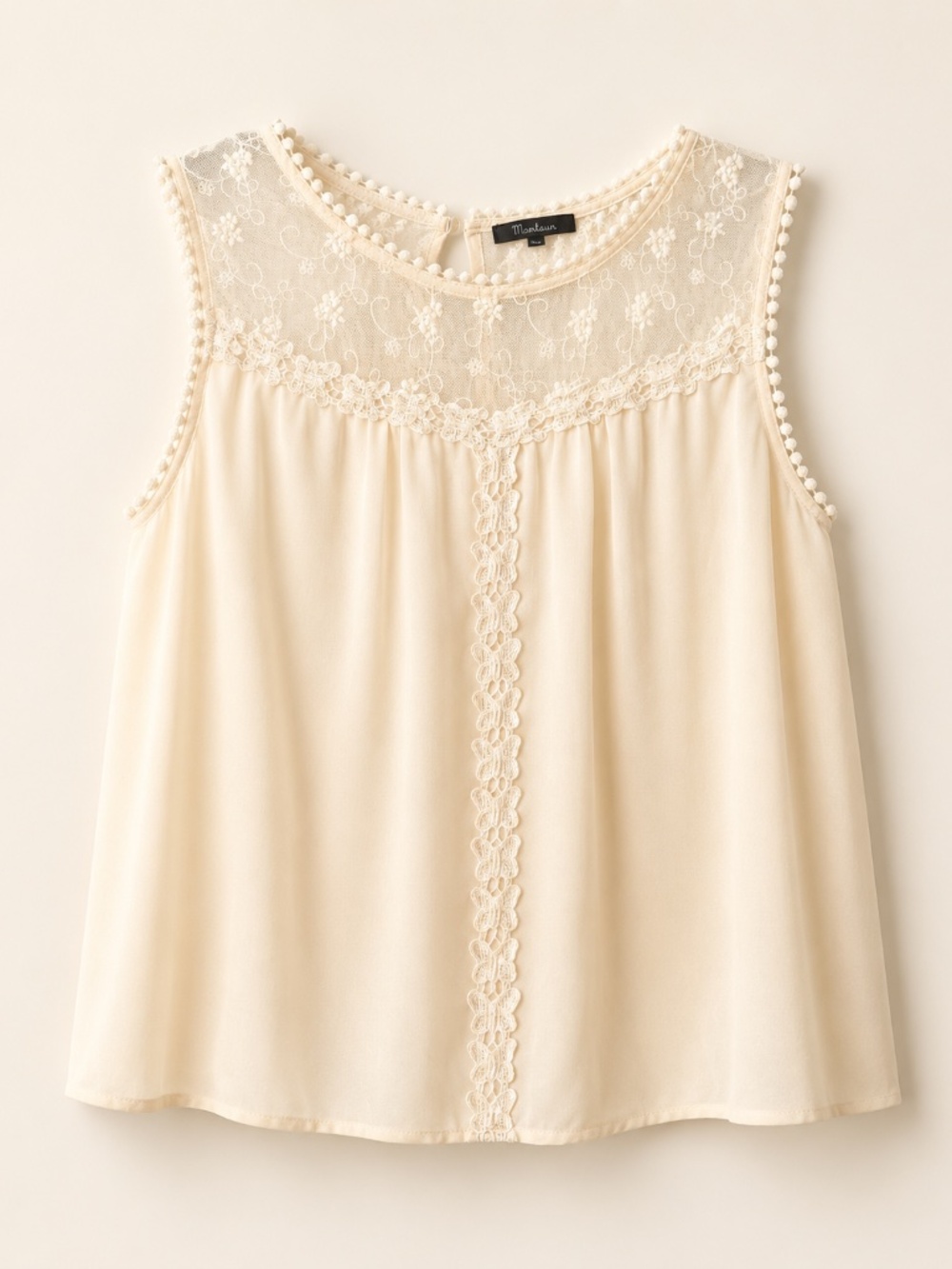 Maison Cream Lace Sleeveless Blouse